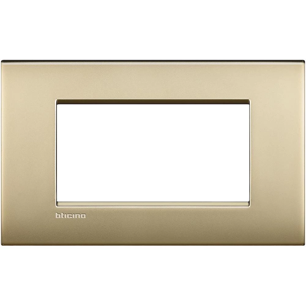  артикул LNC4804OF название Рамка итальянский стандарт 4 мод, цвет Золото матовое, LivingLight, Bticino