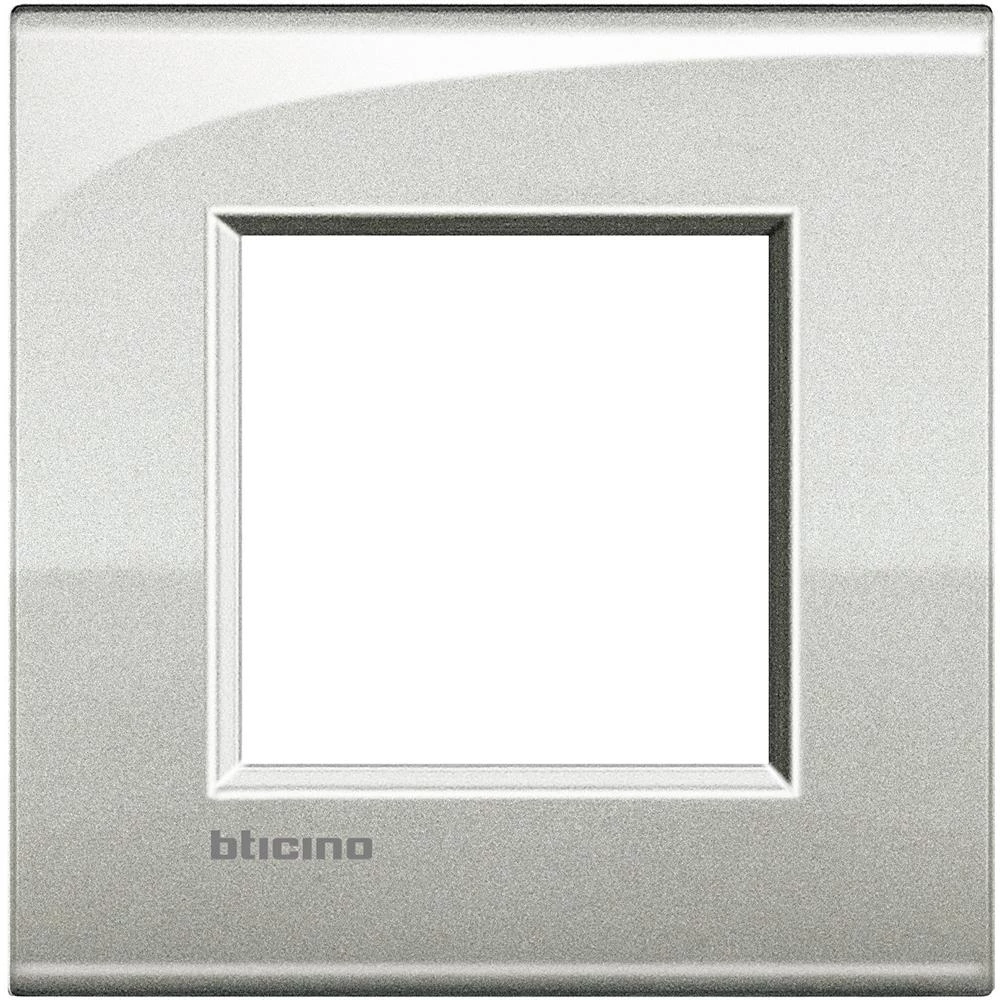  артикул LNC4802GL название Рамка итальянский стандарт 2 мод, цвет Лунное серебро, LivingLight, Bticino