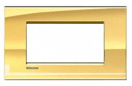  артикул LNA4804OA название Рамка итальянский стандарт 4 мод прямоугольная, цвет Золото, LivingLight, Bticino