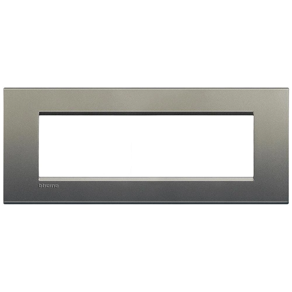  артикул LNA4807AE название Рамка итальянский стандарт 7 мод прямоугольная, цвет Серый шелк, LivingLight, Bticino