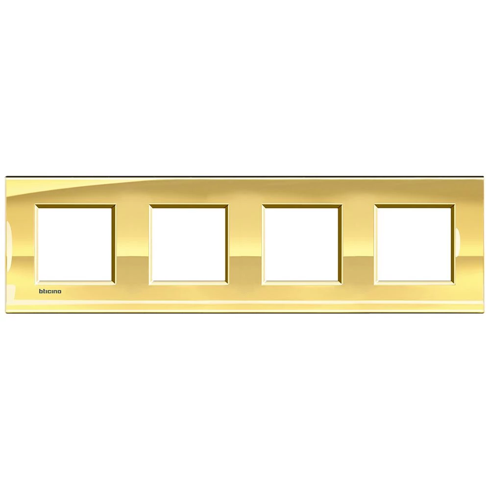  артикул LNA4802M4OA название Рамка 4-ая (четверная) прямоугольная, цвет Золото, LivingLight, Bticino