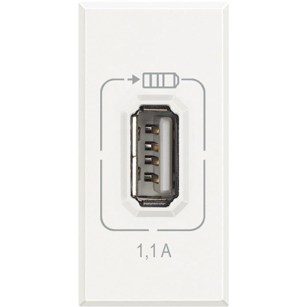  артикул HD4285C1 название Установочный Розетка USB 1 модуль для зарядки, цвет Белый, Bticino Axolute
