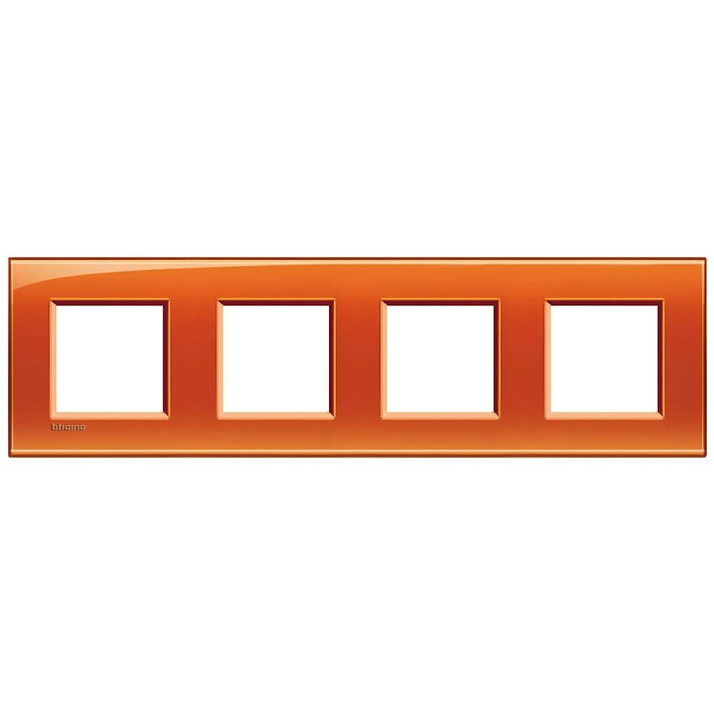  артикул LNA4802M4OD название Рамка 4-ая (четверная) прямоугольная, цвет Оранжевый, LivingLight, Bticino